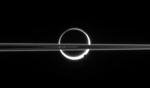 Titan and Saturn's rings